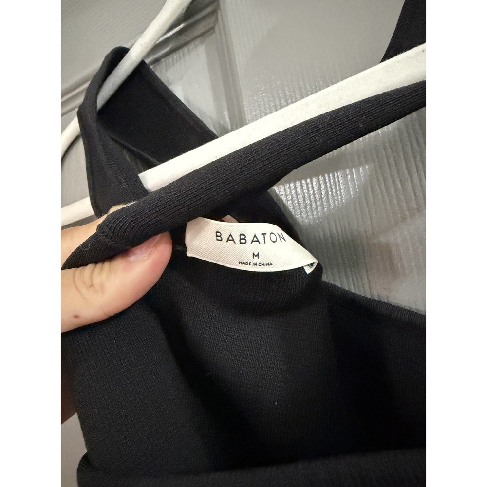 Babaton Aritzia Womens M Black Crossover Strap Crop Top Sleeveless - Picture 4 of 4